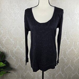 Rock & Republic Size Small Black Silver Scoop Neck Long Sleeve Tshirt NWT